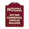 Signmission No Double Parking Anytime Commercial Vehicles Included Heavy-Gauge Alum, 24" x 18", BU-1824-23849 A-DES-BU-1824-23849 - alternate 1